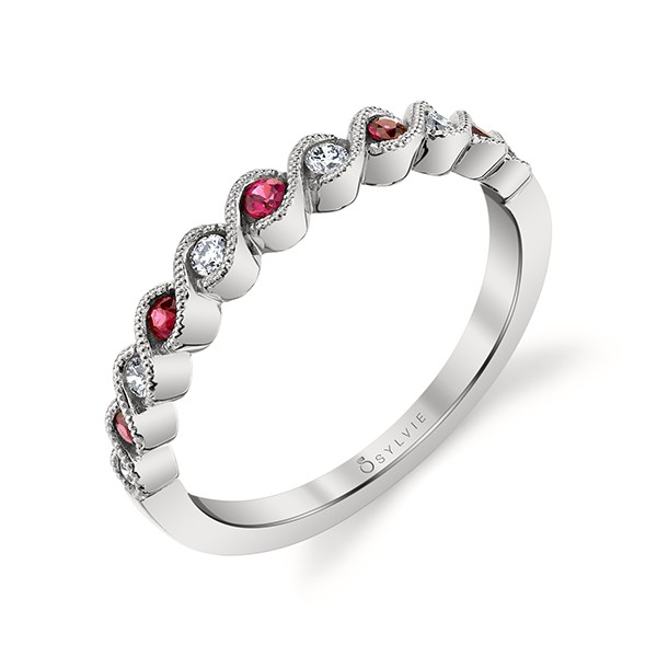 Diamond & Ruby Stackable Band